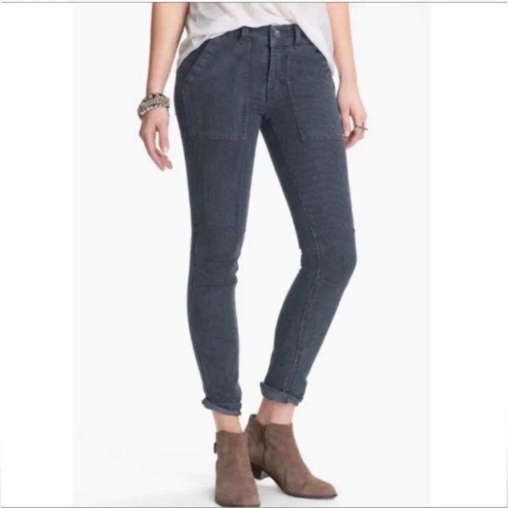 Free People Y2K Blue Utility Conductor Mid Rise Skinny Jeans Pants 26